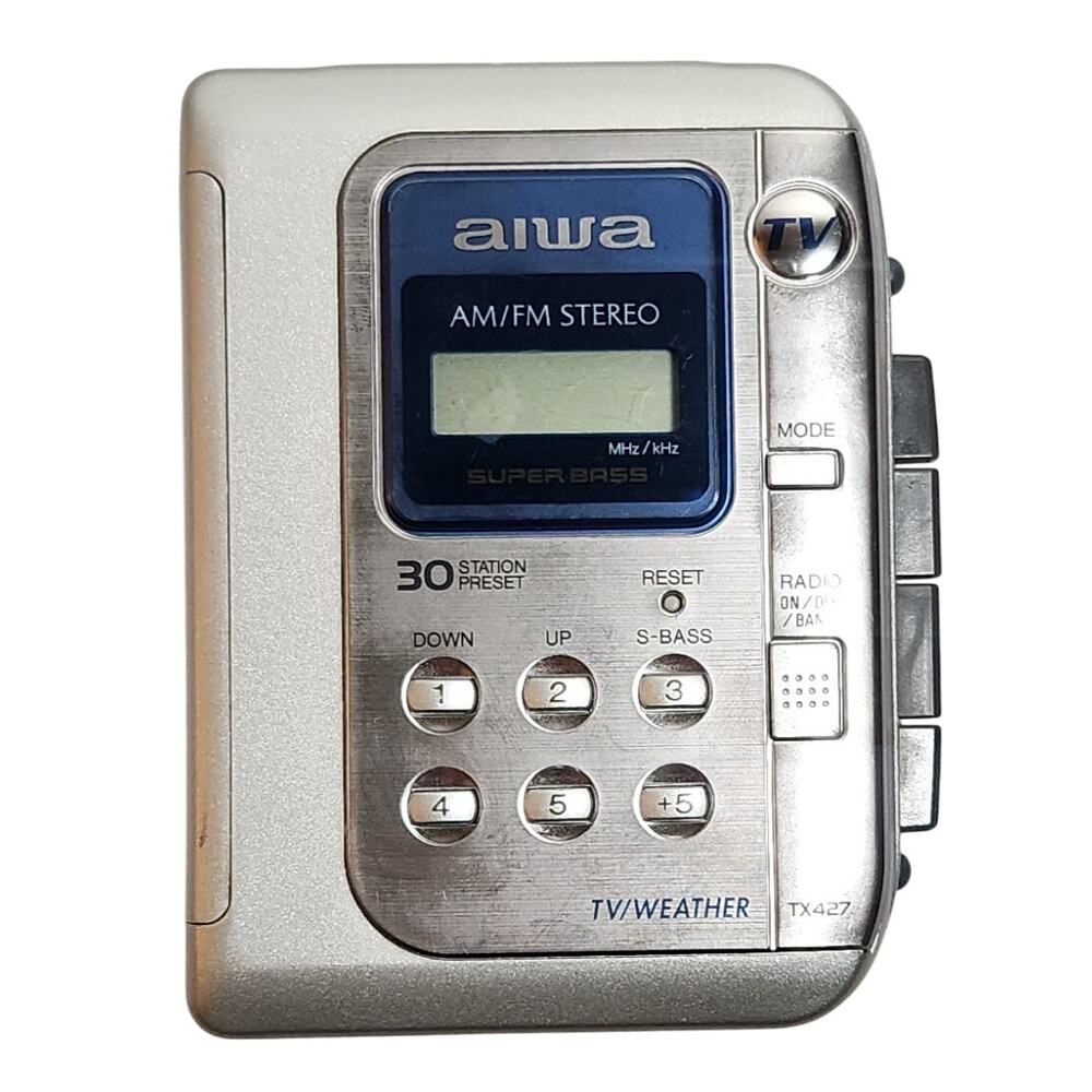 READ AIWA Vintage TX427 Super Bass AM/FM TV/Weather Cassette Player Tested